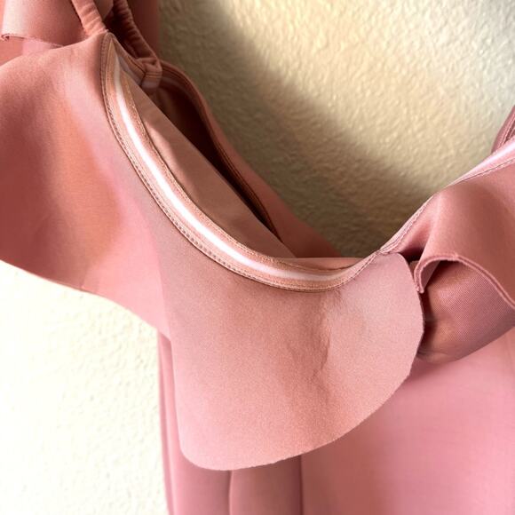 Asos Design Pink Ruffle Ruched Bardot Midi Dress Plus Size 14 - Picture 3 of 6